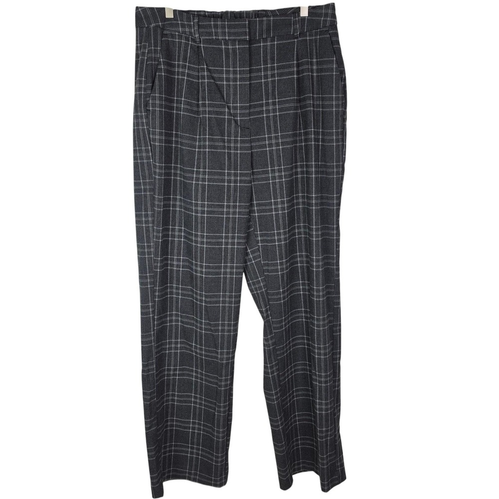 OLD NAVY Pants Womens L Tall Gray Plaid Taylor Wide Leg Trouser Pull On Stretch